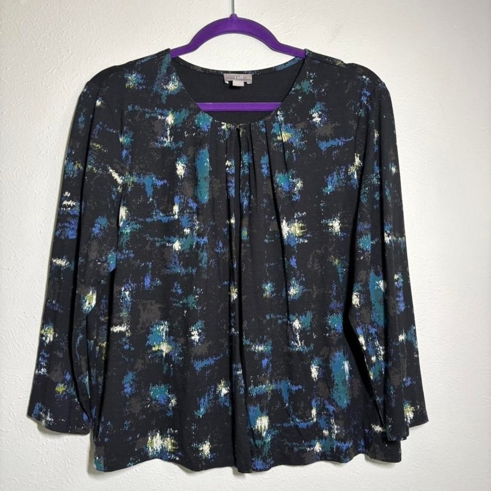 J.‎ Jill Women's LG Petite Abstract Open Front Cardigan 3/4 Sleeve Office Casual